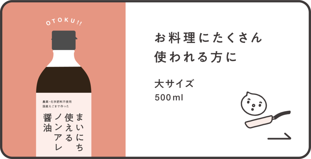 料理にたっぷり使いたい方に、ノンアレ醤油500ml